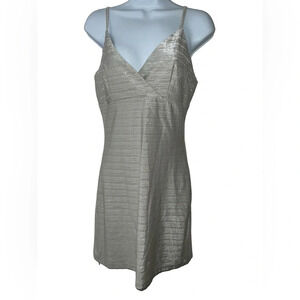Vtg 579 women’s silver metallic slinky slip dress sz small